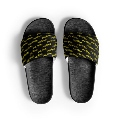 Slides - Black Logo Pattern