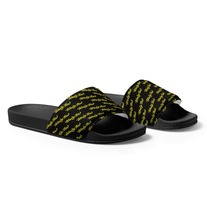 Slides - Black Logo Pattern