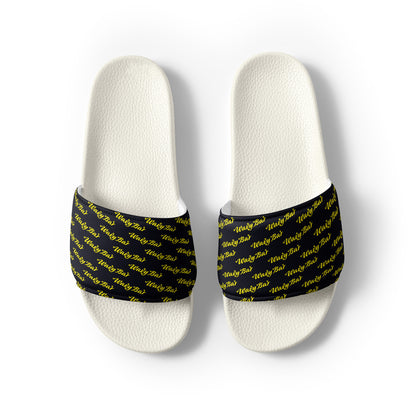 Slides - Black Logo Pattern