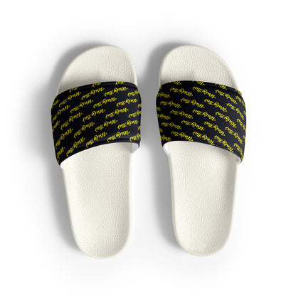 Slides - Black Logo Pattern