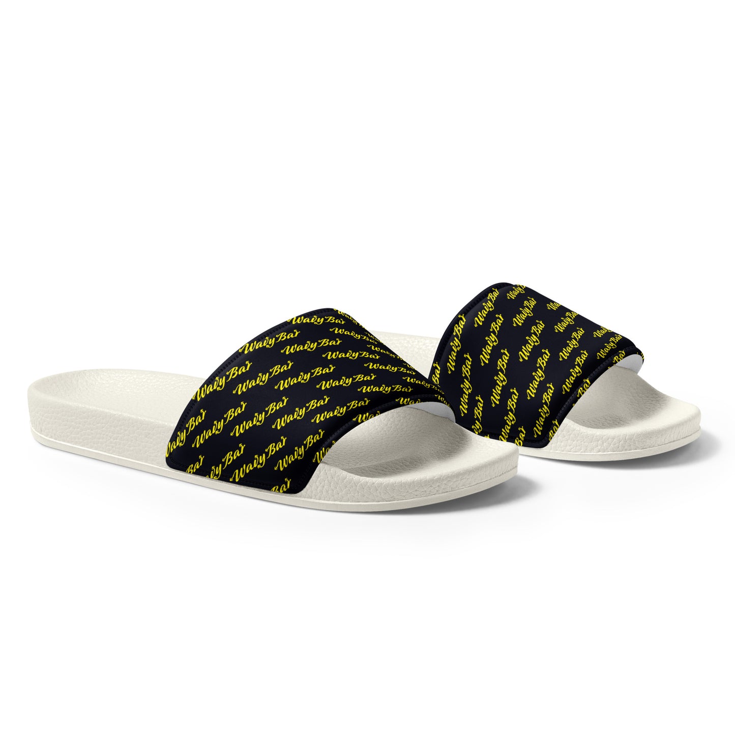 Slides - Black Logo Pattern