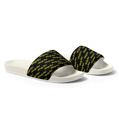 Slides - Black Logo Pattern